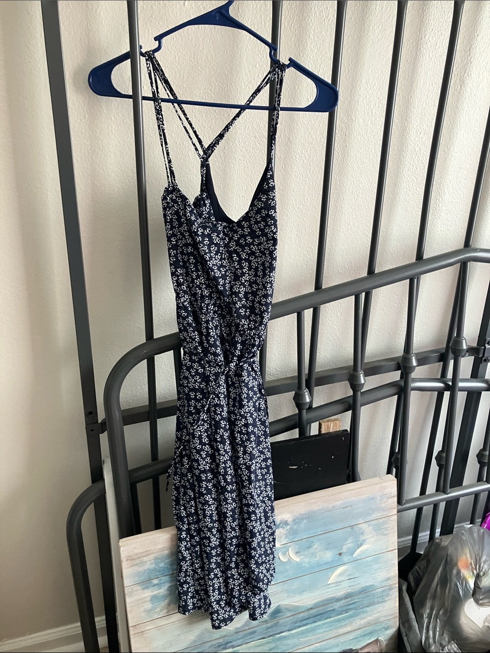 Maurices Navy Floral Spaghetti-Strap Mini Dress